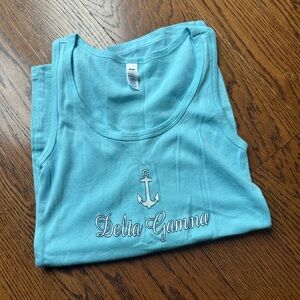 Vintage Delta Gamma DG Anchor Tank Top - Light Aqua